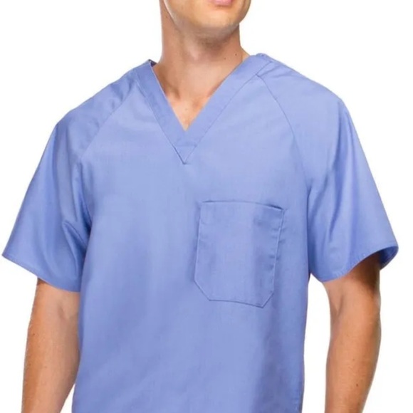 Allheart Mens Scrubs Basics Size XL Baby Blue Top - Picture 1 of 6